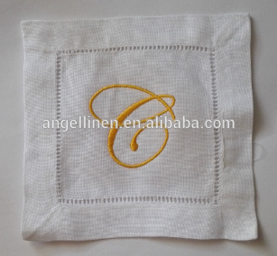 100% pure linen cheap monogrammed cocktail napkins for wedding;wholesale