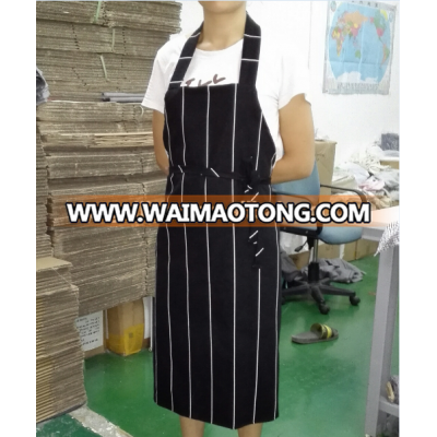 high quality 100% cotton black and white stripes bib apron for bar/kitchener/chef