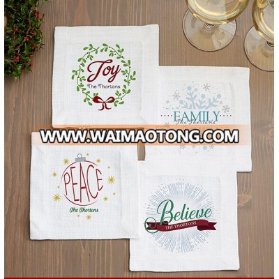 100% pure linen printing cocktail napkins for wedding/Christmas holiday