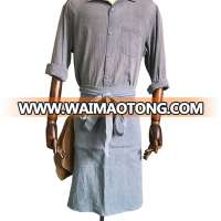 Custom Top Qaulity Lake Blue Linen Apron For Baking